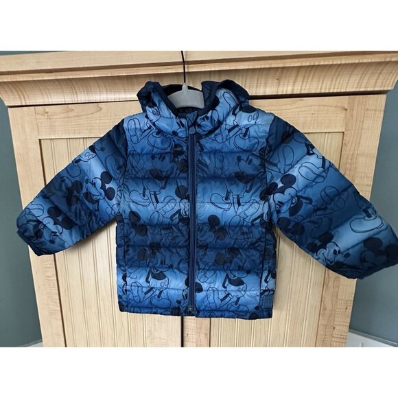 Gap × Disney Mickey Mouse Recycled Puffer Jacket Toddler Size 2 Water Resistant - Picture 1 of 4